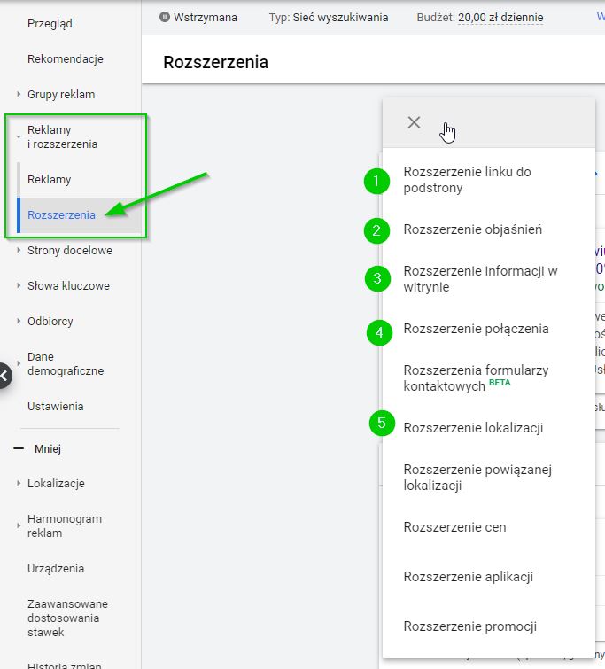 stworz rozszerzenia reklam 1