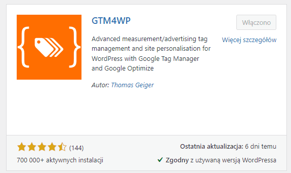 wtyczka do Wordpressa GTM4WP
