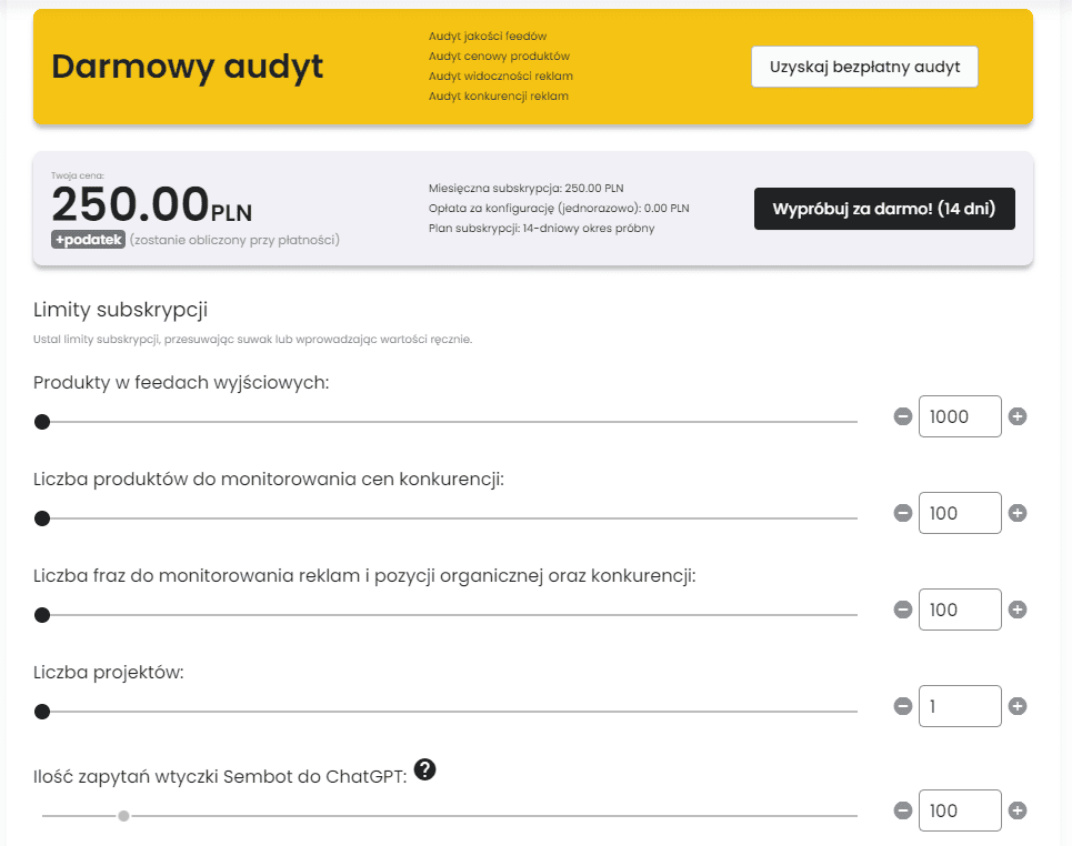 wybor pakietu sembot