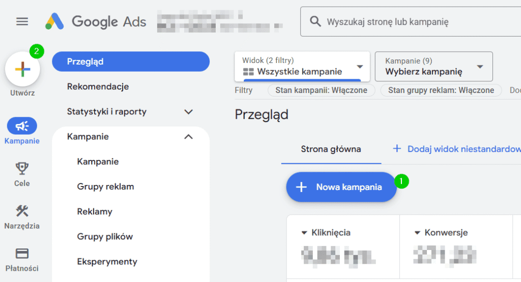 Nowa Kampania Pmax W Panelu Google Ads nowa kampania PMax w panelu Google Ads