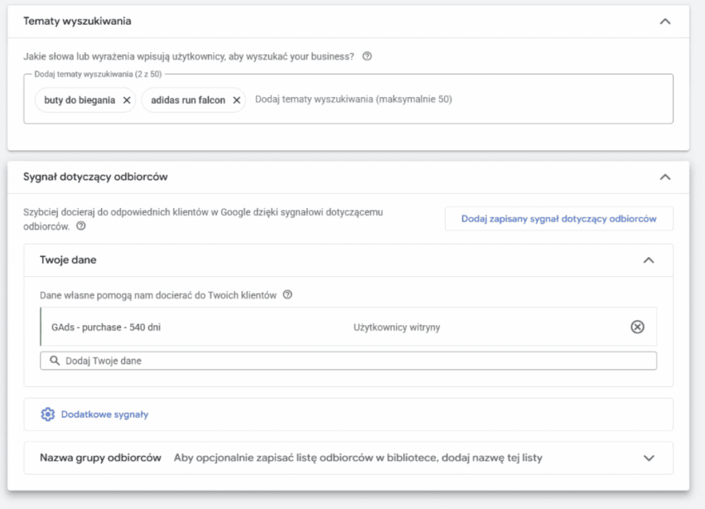 Sygnały W Kampaniach Performance Max sygnały w kampaniach performance max